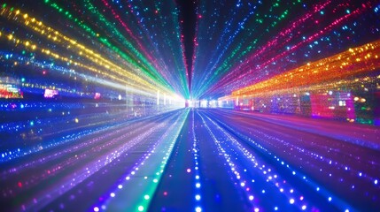 Obraz premium Glittering lights create a stunning background for festivals and musical parties with a multicolor theme. 