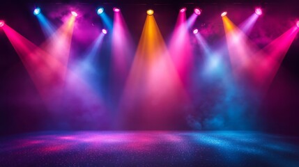 Glittering lights create a stunning background for festivals and musical parties with a multicolor theme. 