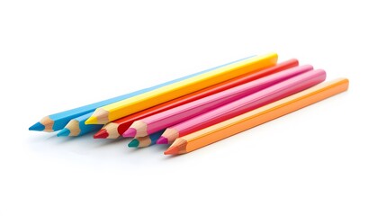 Fototapeta premium A set of colorful pencils, clean white background, transparent isolate