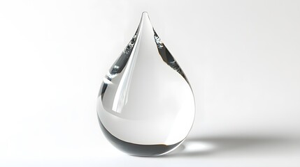 A delicate glass teardrop ornament, clean white background, transparent isolate
