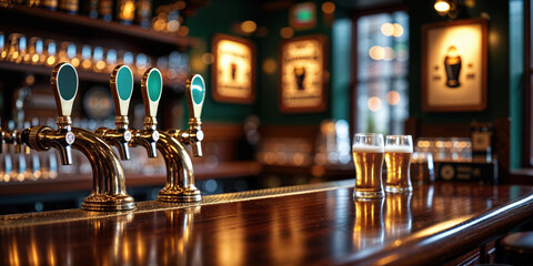 Bokeh Effect of a Traditional Irish Bar Counter