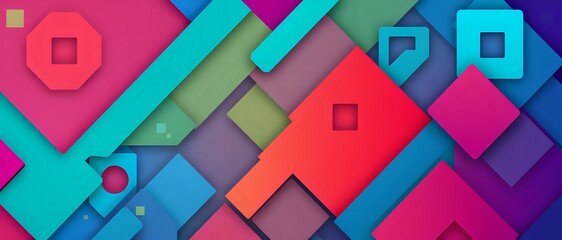 Vibrant Geometric Abstract Design with Cool and Warm Colors