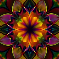 Abstract Digital Art: Vibrant Geometric Patterns with Fractal Designs – Perfect for Desktop or Wall