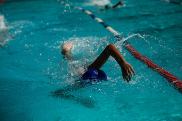 club with water park, children swimming in the pool