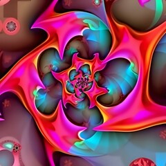 Obraz premium Vibrant Geometric Abstract Art: Dynamic Fractal Design