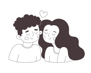 Cute happy love couple. Happy Valentines Day. Vector doodle illustration, hand drawn design