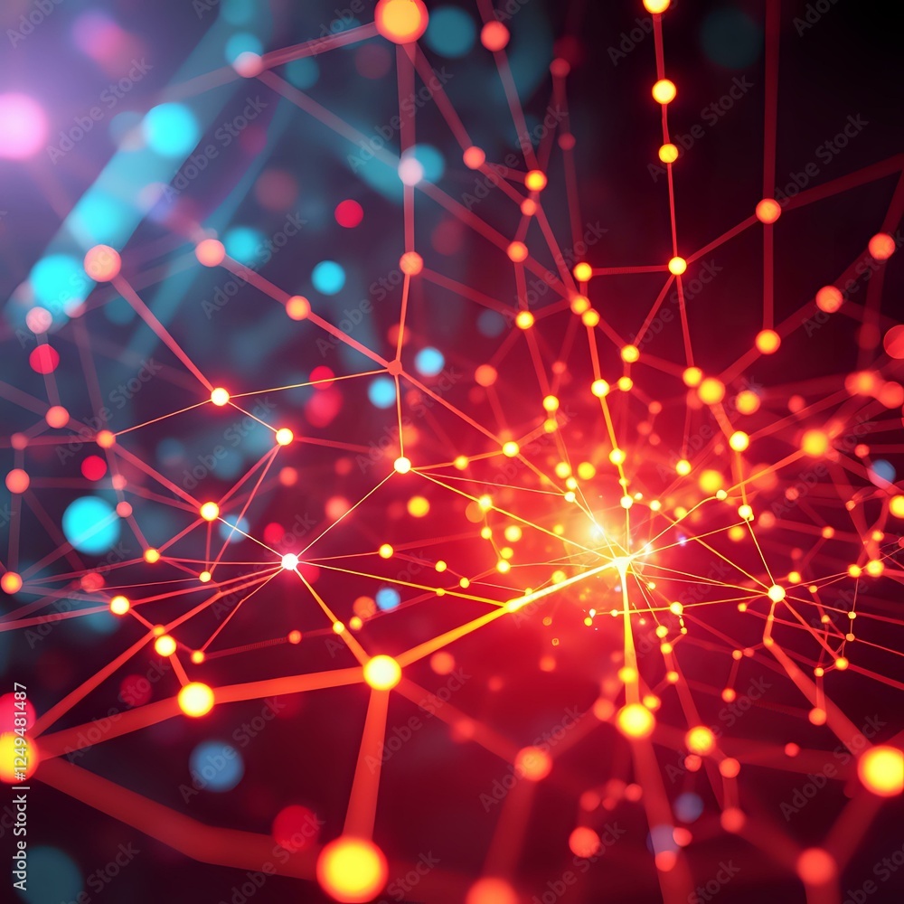 Aufkleber abstract technology networking hex grid | futuristic neon design
