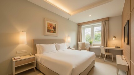Modern and Elegant Hotel Room with Natural Light and Minimalist Style