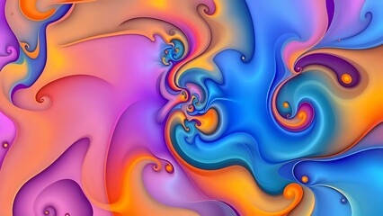 Obraz premium Vibrant Fractal Expressionist Abstract Art with Swirling Curves