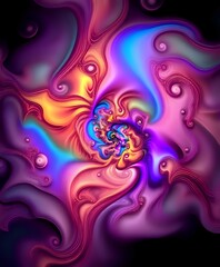 Vibrant Abstract Digital Art with Swirling Shapes