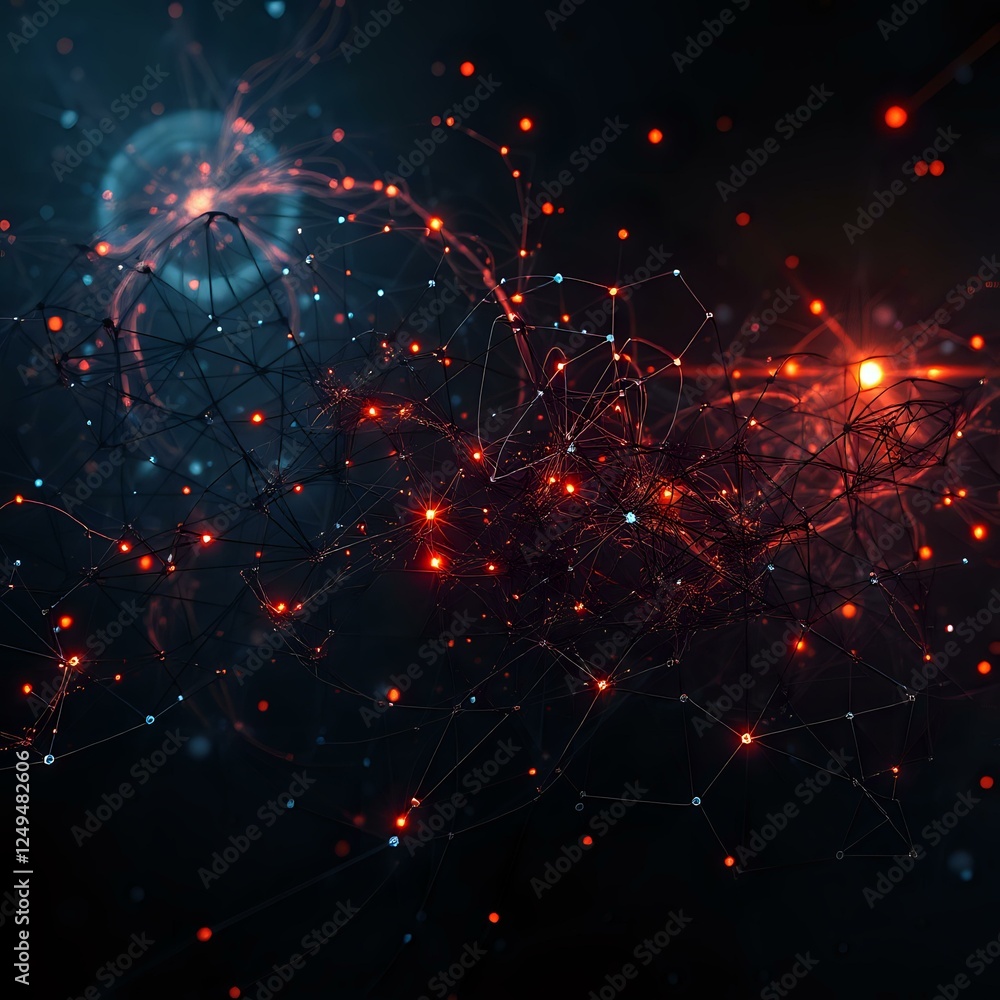 Poster Futuristic Cyberpunk Abstract Node Pattern