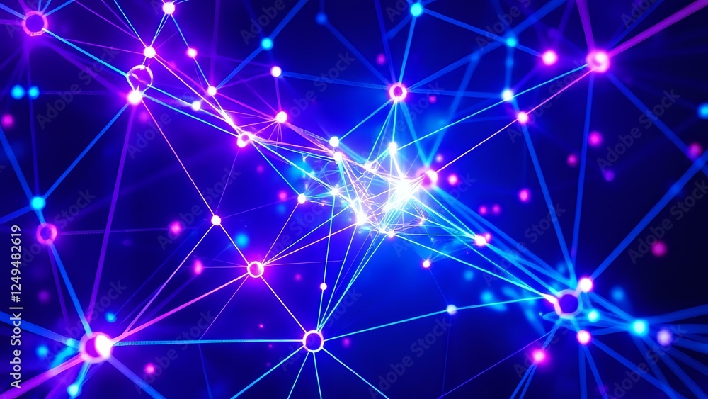 Aufkleber futuristic abstract design | interconnected neon lines pattern with swirling geometric shapes