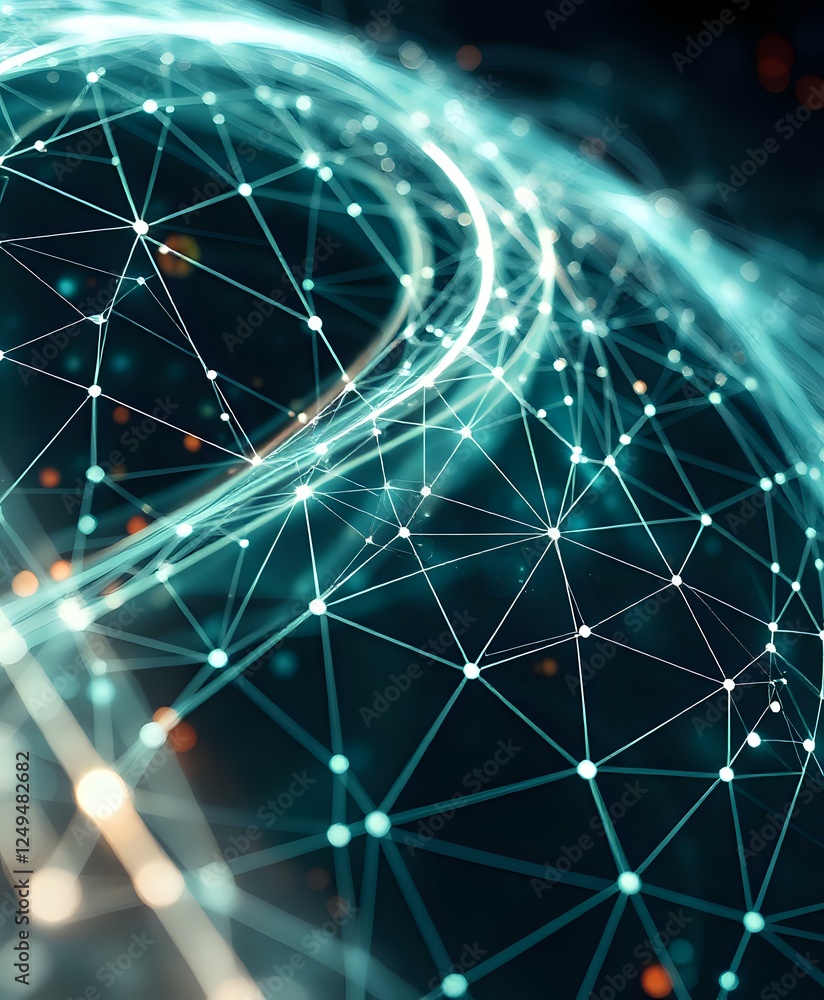 Aufkleber futuristic abstract digital network with complex patterns and interconnected nodes