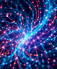 Obraz premium Glowing Intricate Network Patterns: Futuristic Abstract Design