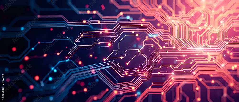Aufkleber abstract circuitry patterns with gradient effects | futuristic node backgrounds for digital art and 