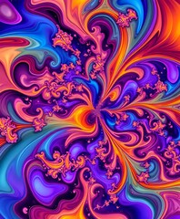 Vibrant Abstract Fractal Art with Swirling Patterns