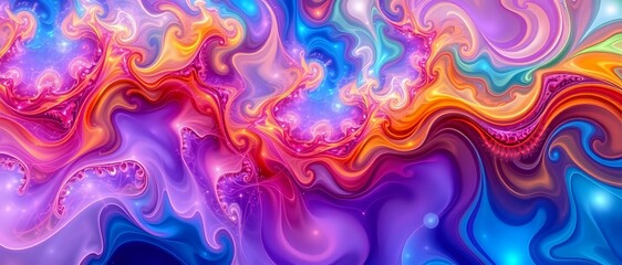 Obraz premium Abstract Vibrant Dynamic Swirling Shapes Artwork