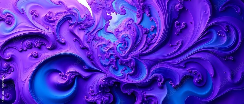 Poster intricate blue abstract fractal design with swirling patterns