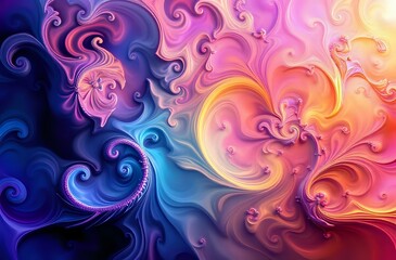 Vibrant Abstract Fractal Art with Swirling Patterns