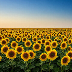 Fototapeta premium sunflower field at sunset