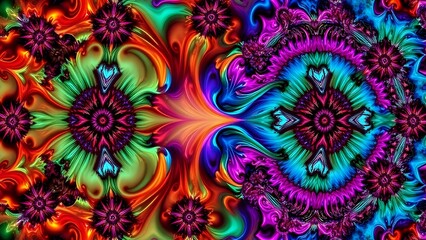 Vibrant Abstract Pattern Design with Fractal Expressionism