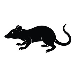 a silhouette rat in white background