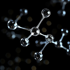 liquid molecule on a black background --HD 8K wallpaper Stock Photographic Image