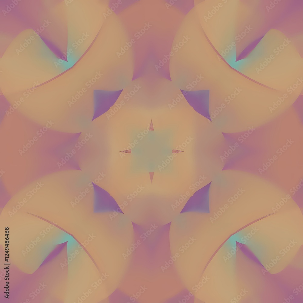 Poster abstract geometric pattern with symmetrical shapes and soft hues