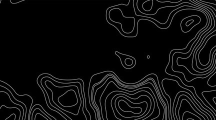 Abstract topographic contour map concept, cartography geographic terrain pattern design, topo wavy black and white mountain surface, liquid line art background