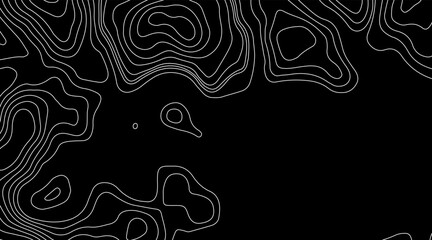 Abstract topographic contour map concept, cartography geographic terrain pattern design, topo wavy black and white mountain surface, liquid line art background
