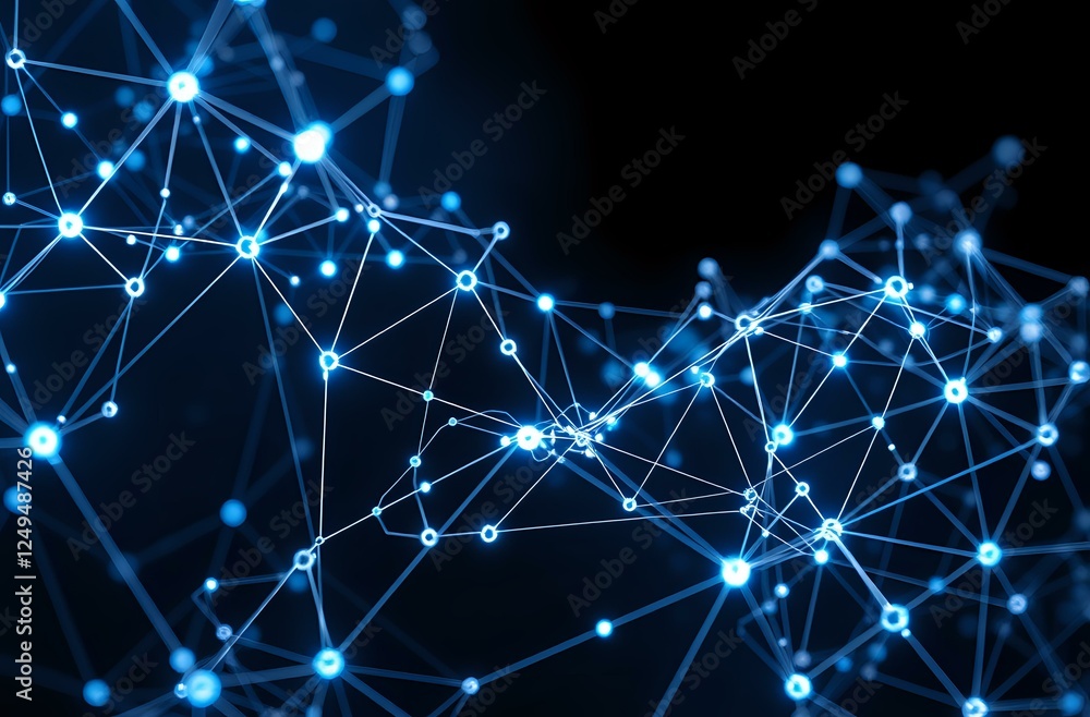 Aufkleber abstract futuristic network design with glowing nodes