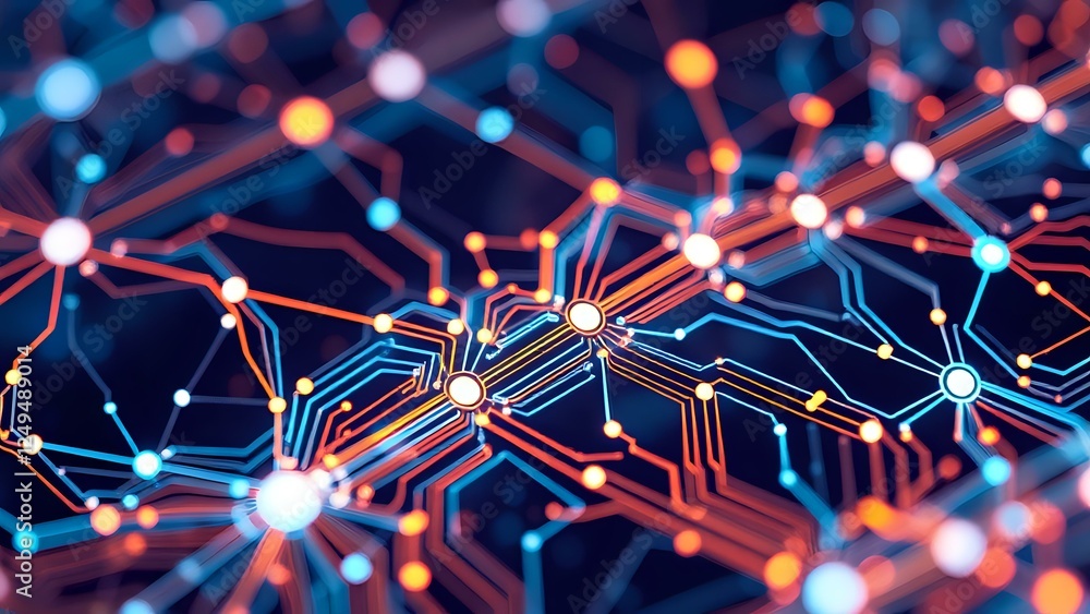 Aufkleber futuristic abstract network of interconnected nodes | abstract technology corpus