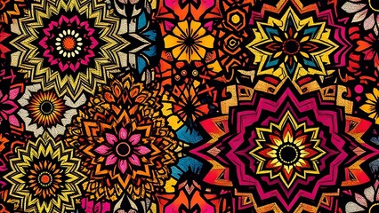 Vibrant Mandala-Inspired Abstract Wallpaper Design