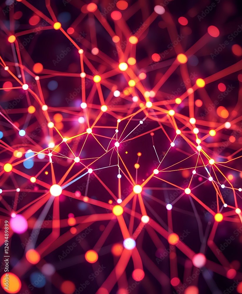 Poster abstract technology innovation pattern in 4:5 aspect ratio - vibrant red and black network design