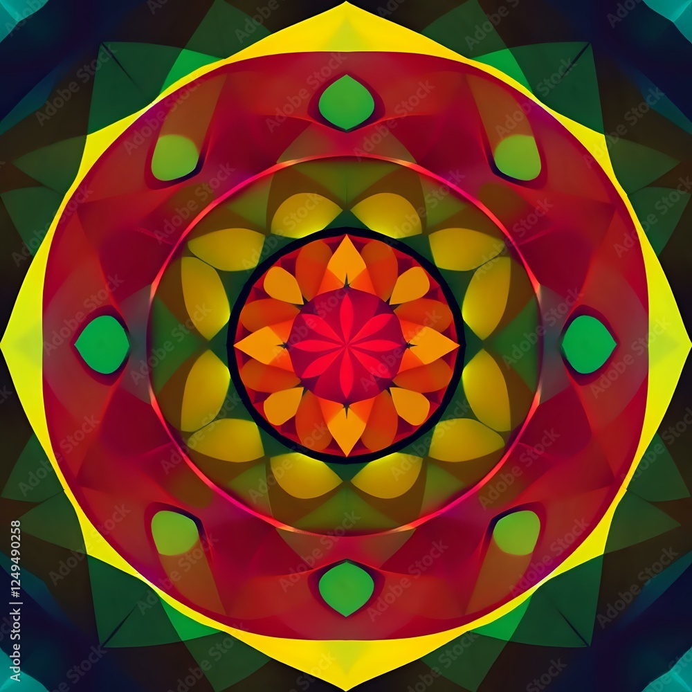 Poster vibrant geometric circle design with colorful patterns and smooth gradient background