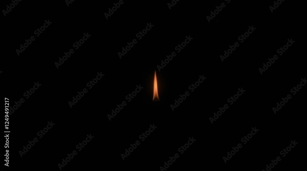 Poster single flame flickering in dark background with soft glow effect