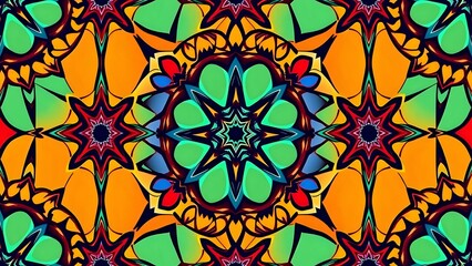 Vibrant Geometric Abstract Design with Central Orange Star