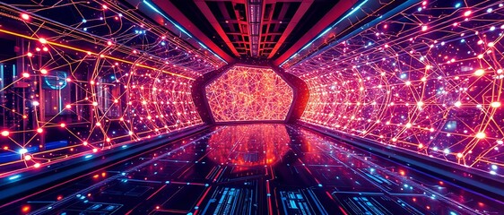 Futuristic Cityscape with Neon Lights | Abstract Architectural Design