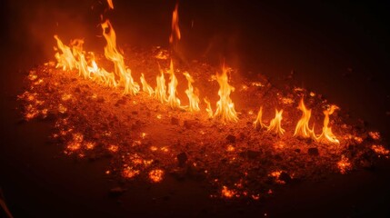 Fototapeta premium Dancing Flames on a Dark Background Creating an Intense Atmosphere