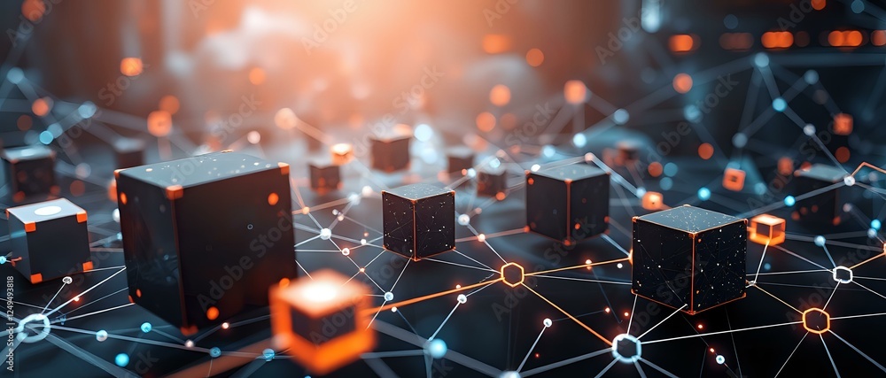 Poster abstract futuristic neural network design