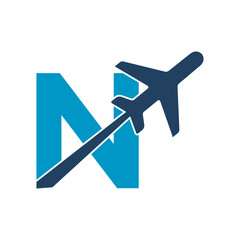 Travel Logo combine with letter N vector template
