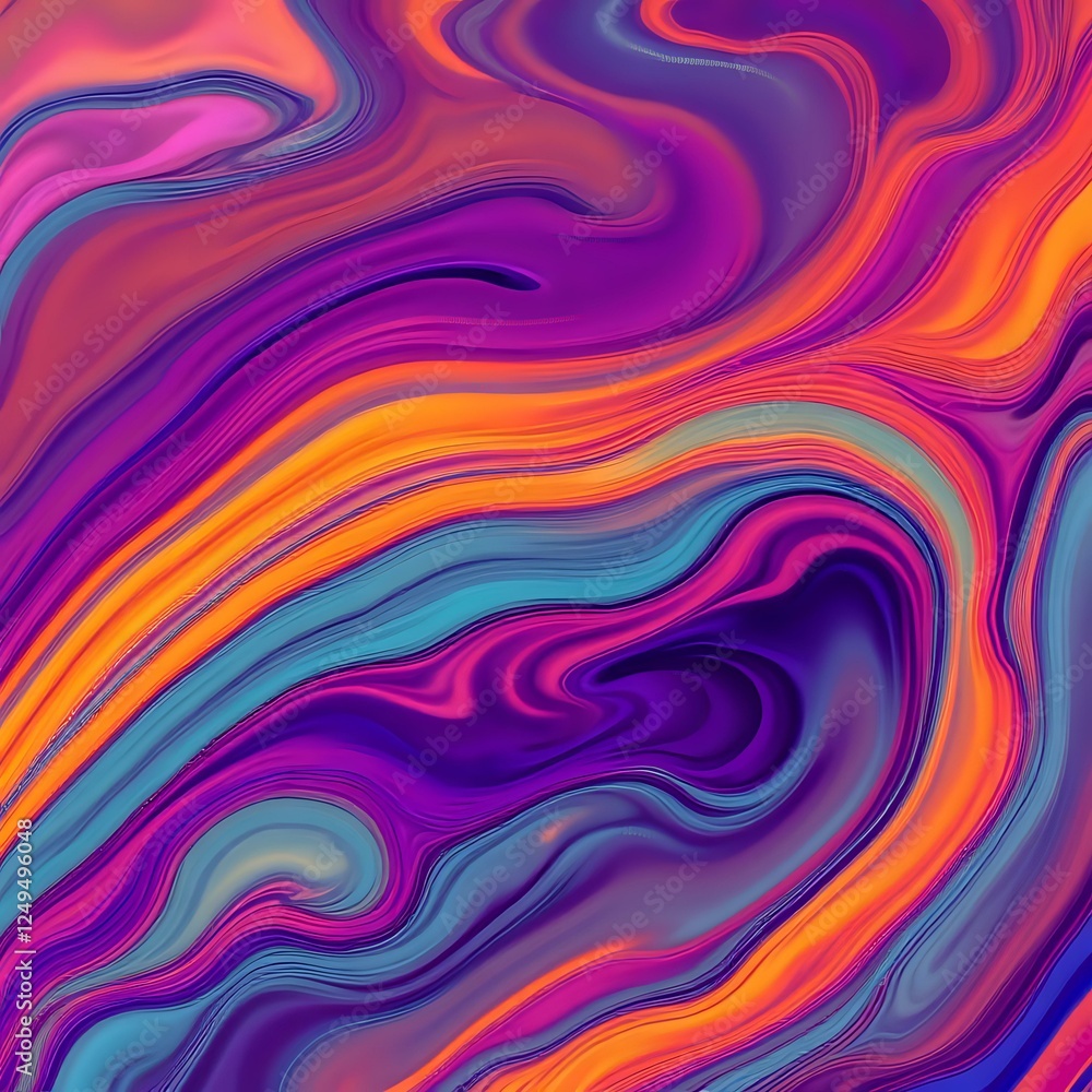 Poster vibrant color swirls in motion - abstract pattern