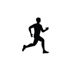 Vector illustration of a running athlete in black shadow