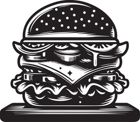 Obraz premium Burger Silhouette isolated on white background 