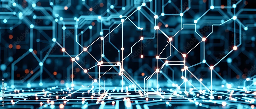 Aufkleber futuristic abstract circuit design with intricate geometric patterns on 21:9 widescreen