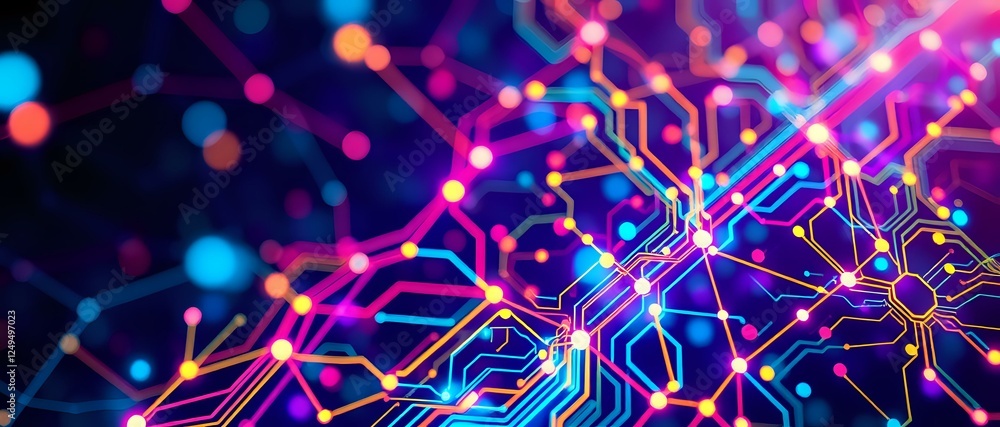 Poster abstract blockchain circuitry web pattern stock photo