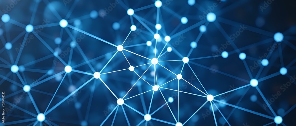 Poster abstract neural network: blue grid pattern stock photo