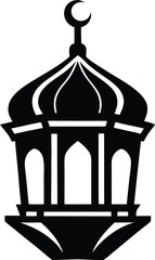 Crescent and Star Islamic Lantern Silhouette—Ramadan Kareem