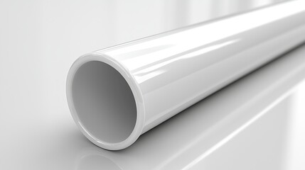 White plastic pipe on white surface, studio shot