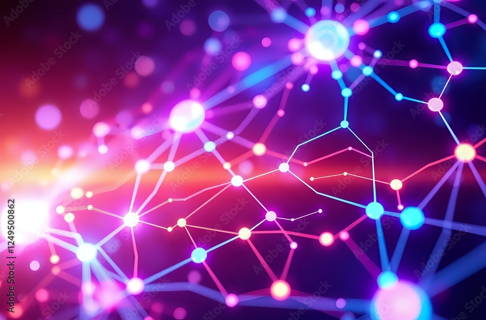 Poster abstract neural networks: vibrant circuit connections against gradient background